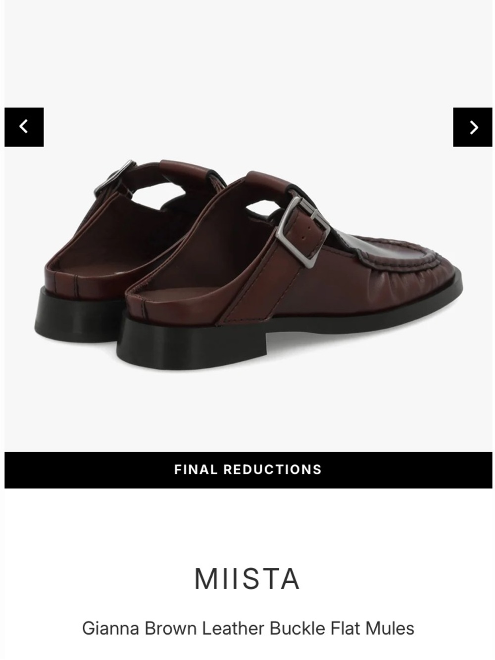 Miista Gianna Brown Leather Buckle Backless Loafers